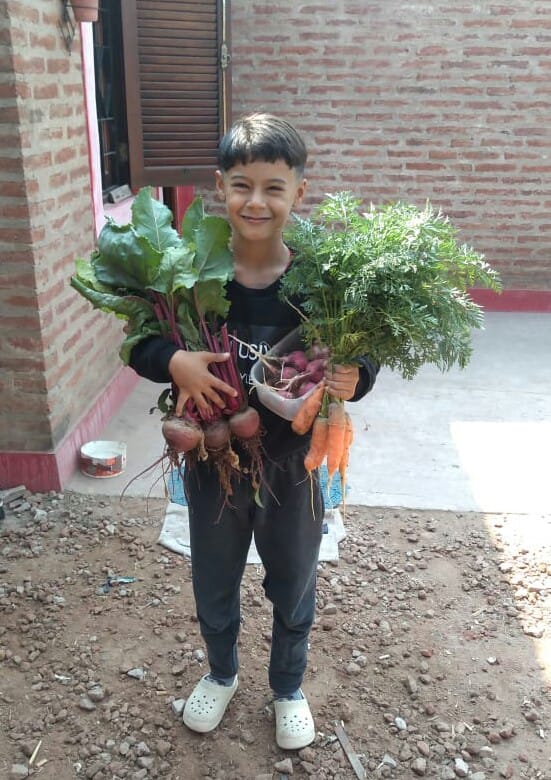 Niño con cosecha